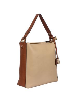 cream leatherette (pu) regular handbag - 15360260 - Standard Image - 4