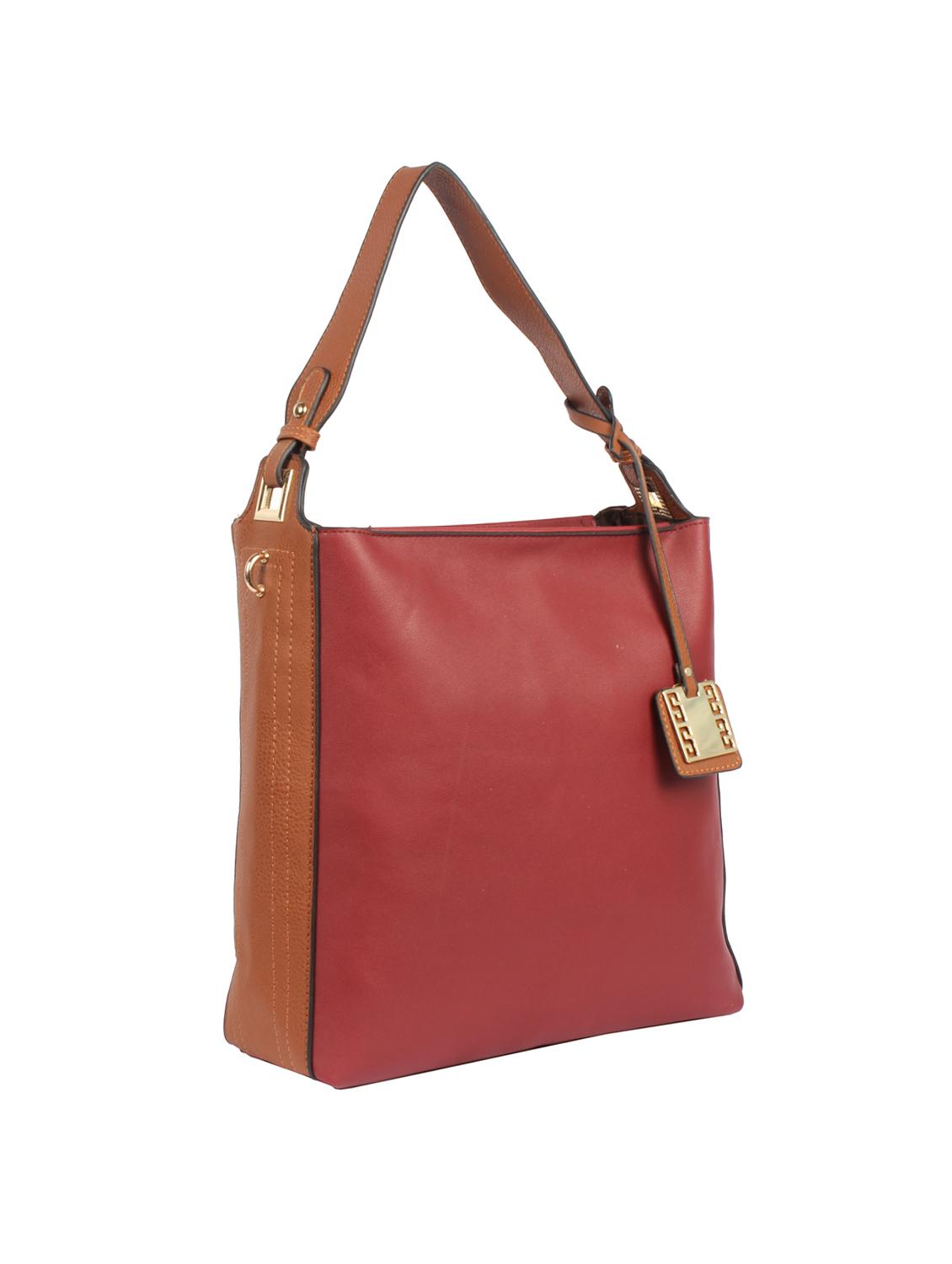 maroon leatherette (pu) regular handbag - 15360262 - Zoom Image - 4