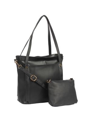 black leatherette (pu) combo handbag - 15360265 - Standard Image - 4