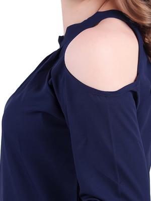 cold shoulder pleated neck top - 15362153 - Standard Image - 4
