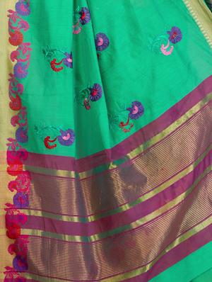 delicate golden border embroidered saree with blouse - 15363692 - Standard Image - 4