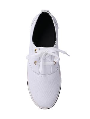white leatherette lace up sneaker - 15363930 - Standard Image - 4