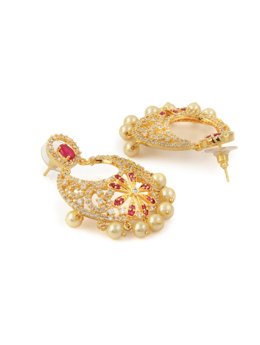 gold metal chandballi earring - 15364150 - Zoom Image - 4