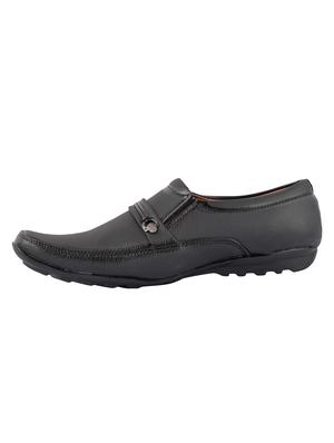 black leatherette formal slip ons - 15364731 - Standard Image - 4