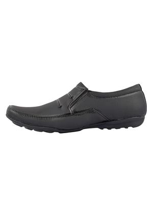 black leatherette formal slip ons - 15364732 - Standard Image - 4