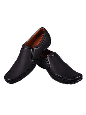 black leatherette formal slip ons - 15364736 - Standard Image - 4