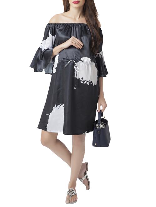 bell sleeved off shoulder maternity wear dress - 15376019 - Standard Image - 1