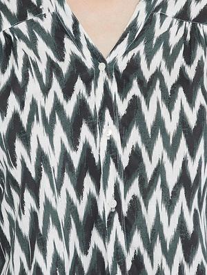 chevron button up high low tunic - 15376830 - Standard Image - 4