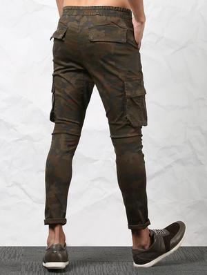 brown cotton cargos casual trousers - 15379410 - Standard Image - 4