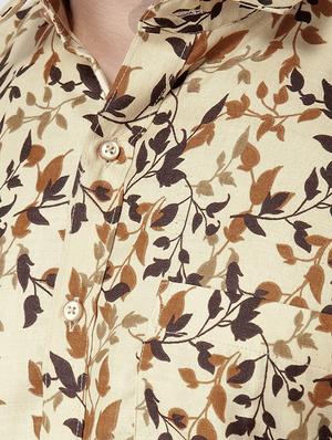 brown cotton blend casual shirt - 15383735 - Standard Image - 4