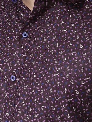 purple cotton blend casual shirt - 15383742 - Standard Image - 4
