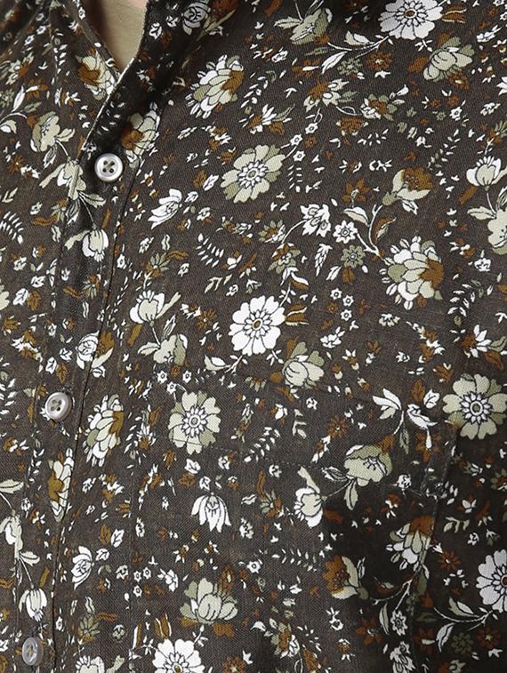 brown cotton blend casual shirt - 15383744 - Zoom Image - 4