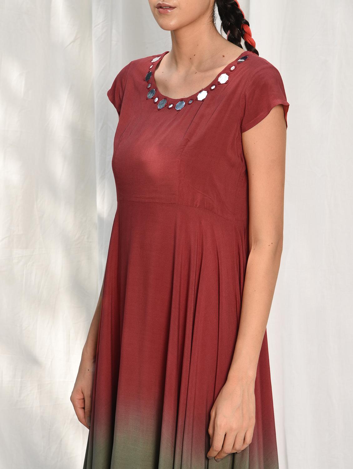maxi lenth ombre ethnic dress - 15384127 - Zoom Image - 4