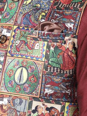 maroon dupion kurta pyjama set with nehru jacket - 15384269 - Standard Image - 4