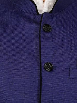 blue cotton blend nehru jacket - 15385843 - Standard Image - 4