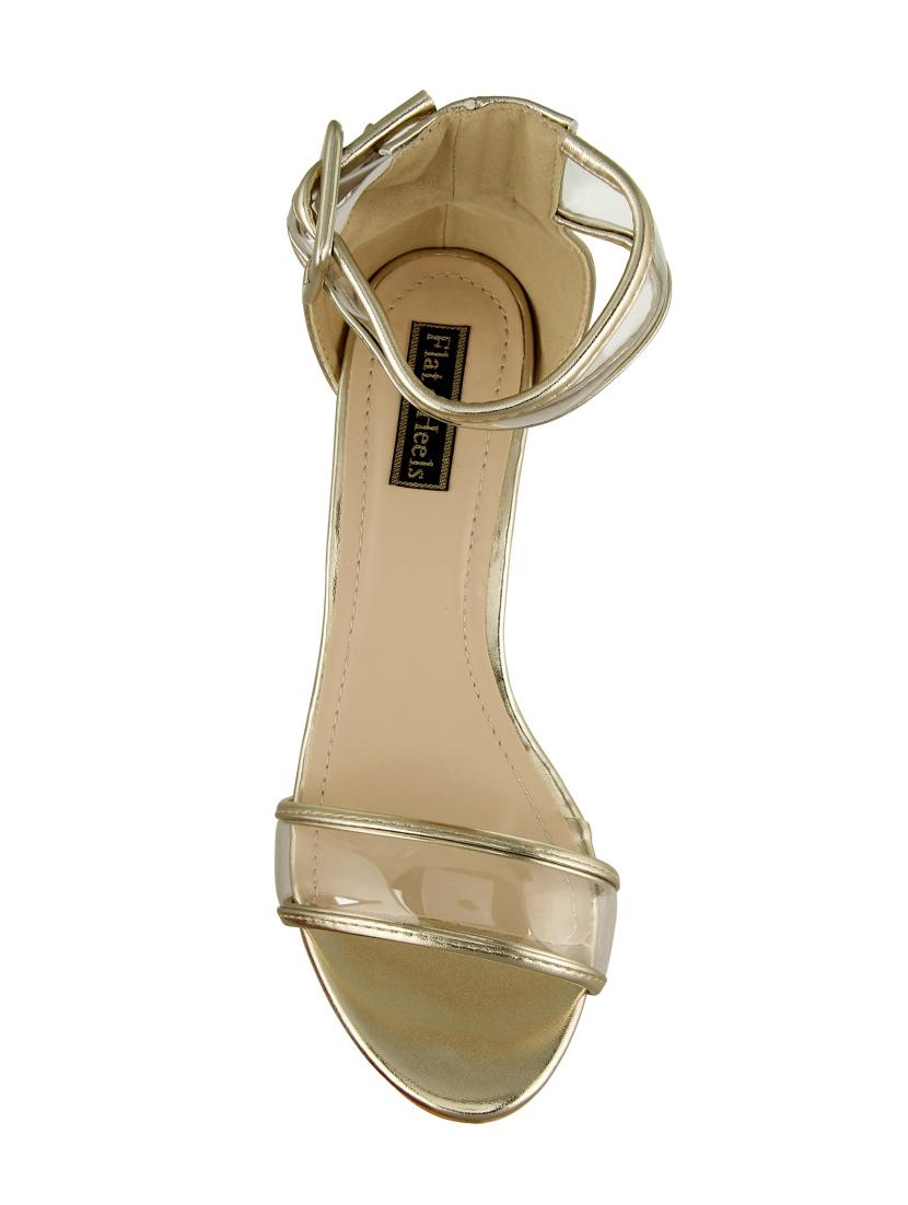 gold leatherette ankle strap sandals - 15386126 - Zoom Image - 4