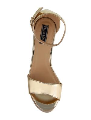gold leatherette ankle strap sandals - 15386127 - Standard Image - 4