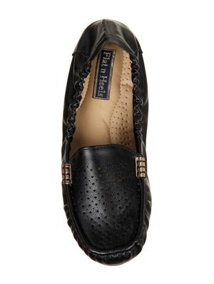 black leatherette slip on loafers - 15386181 - Standard Image - 4