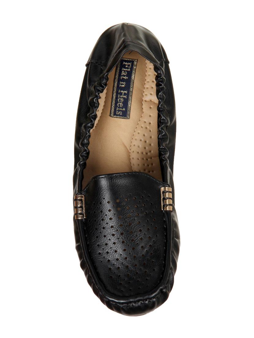 black leatherette slip on loafers - 15386181 - Zoom Image - 4