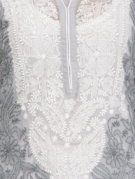 Chikankari straight kurti - 15387279 - Zoom Image - 4