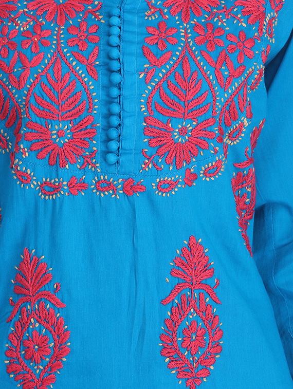 Chikankari straight kurta - 15387284 - Zoom Image - 4