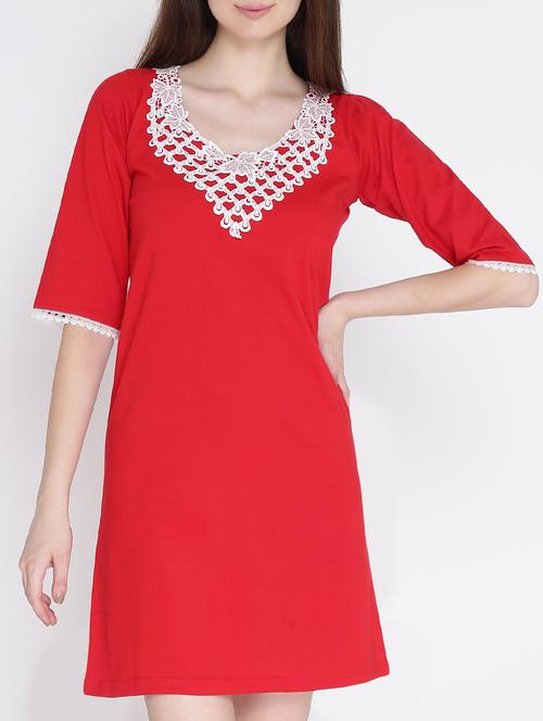 lace yoke short nighty - 15389747 - Standard Image - 1