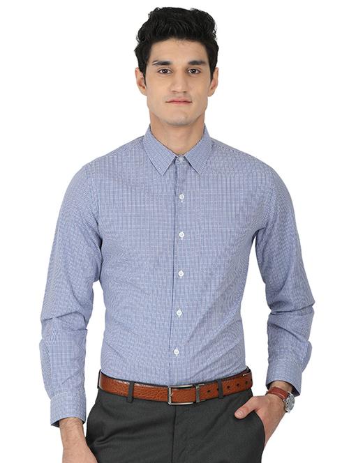 blue cotton blend formal shirt - 15389943 - Standard Image - 1
