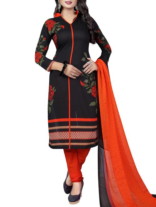 Printed unstitched churidaar suit - 15392376 - Standard Image - 1