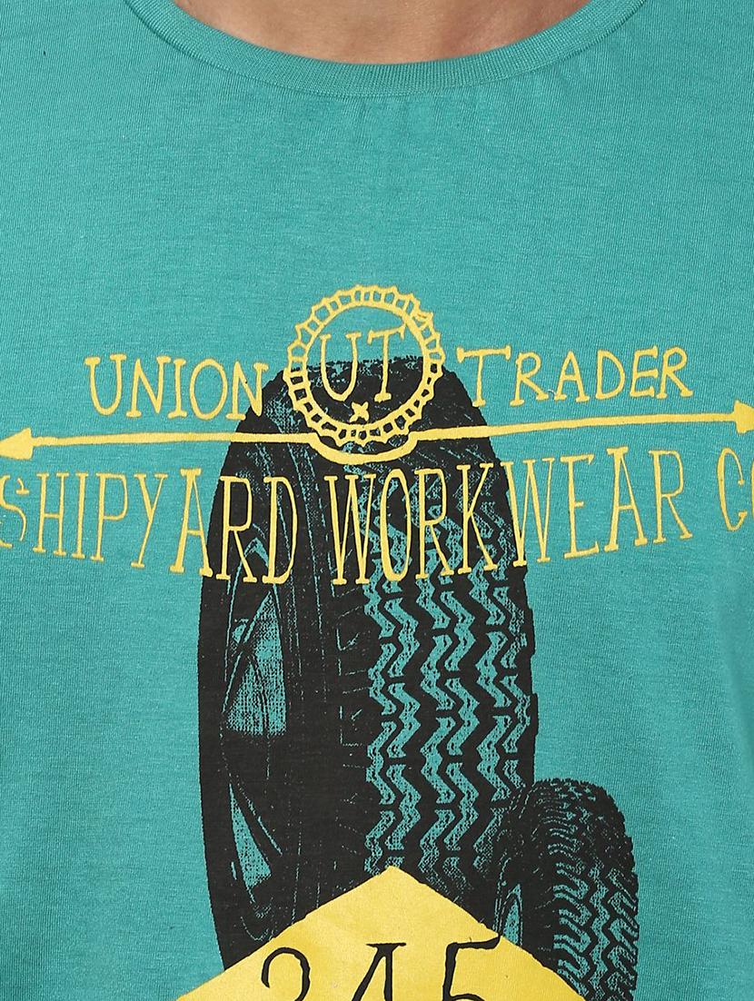 blue cotton chest print t-shirt - 15394278 - Zoom Image - 4