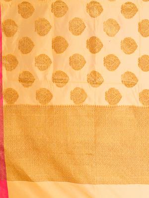 contrast border zari woven saree with blouse - 15398277 - Standard Image - 4