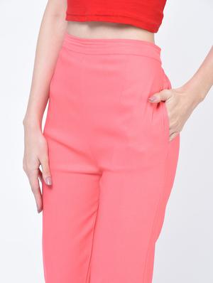 high waist flat front trouser - 15399050 - Standard Image - 4