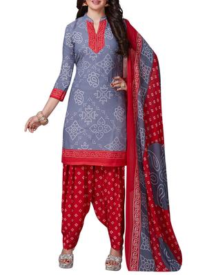Printed unstitched combo suit - 15400924 - Standard Image - 4