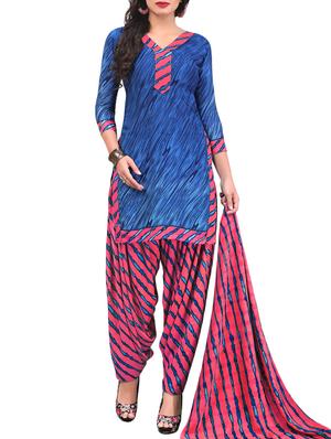 Printed unstitched combo suit - 15400926 - Standard Image - 4