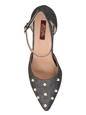black leatherette ankle strap sandals - 15406015 - Standard Image - 4