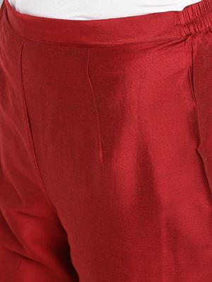 red pure silk flared palazzo - 15406141 - Standard Image - 4