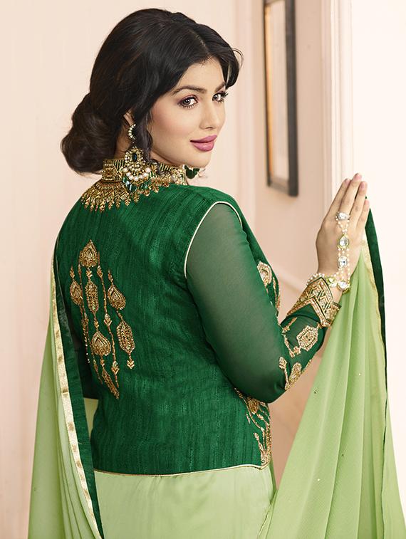 Embroidered semi-stitched churidaar suit - 15410233 - Zoom Image - 4