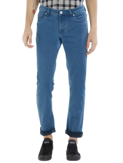 light blue cotton plain jeans - 15410291 - Standard Image - 1