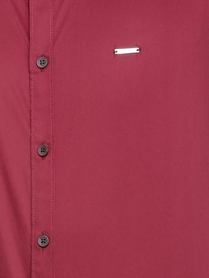 maroon cotton blend formal shirt - 15410903 - Standard Image - 4
