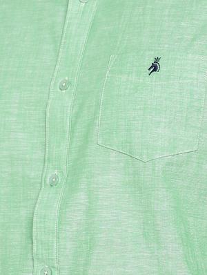 green cotton linen casual shirt - 15411200 - Standard Image - 4