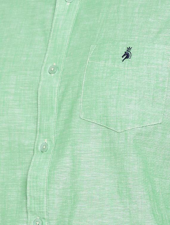 green cotton linen casual shirt - 15411200 - Zoom Image - 4