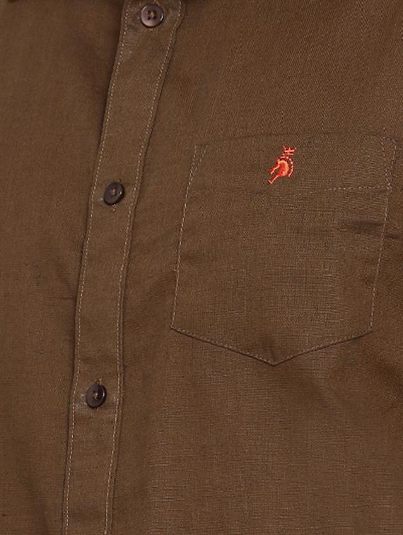 brown cotton casual shirt - 15411204 - Zoom Image - 4