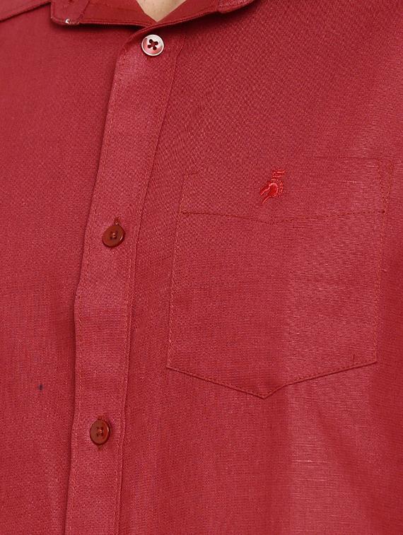 red cotton linen casual shirt - 15411215 - Zoom Image - 4