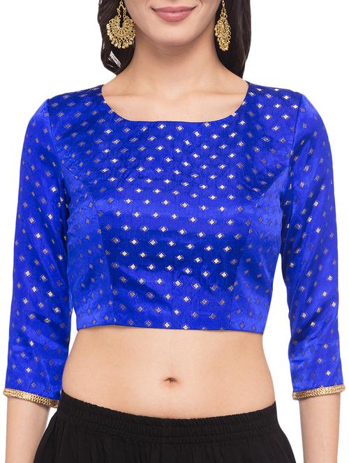 Golden zari embroidered blouse - 15411597 - Standard Image - 1