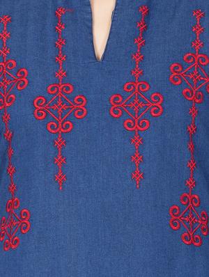straight embroidered kurta - 15412226 - Standard Image - 4
