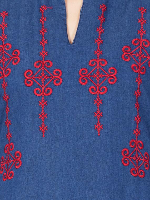 straight embroidered kurta - 15412226 - Zoom Image - 4