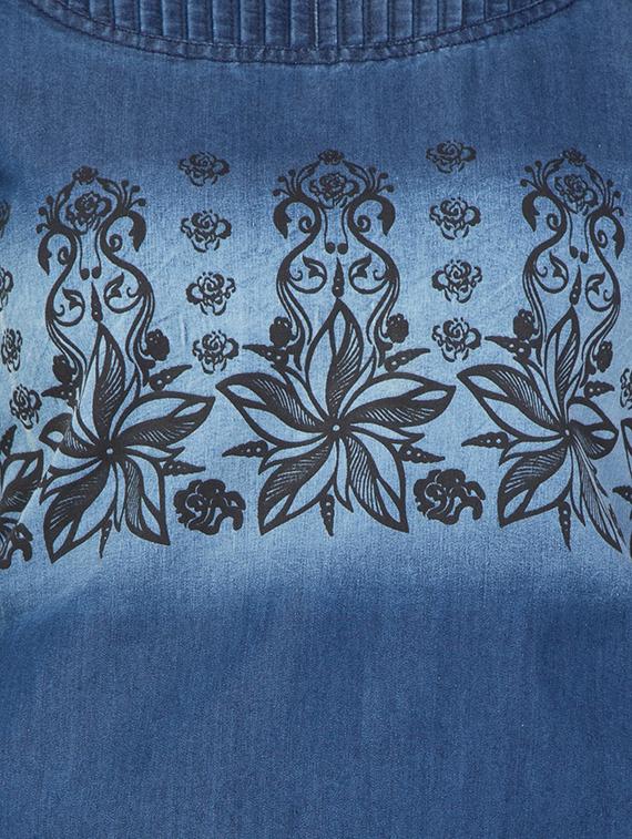 blue denim straight kurta - 15412236 - Zoom Image - 4