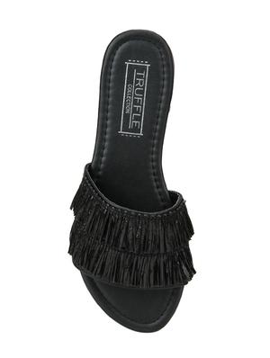 black slip on sandals - 15413153 - Standard Image - 4