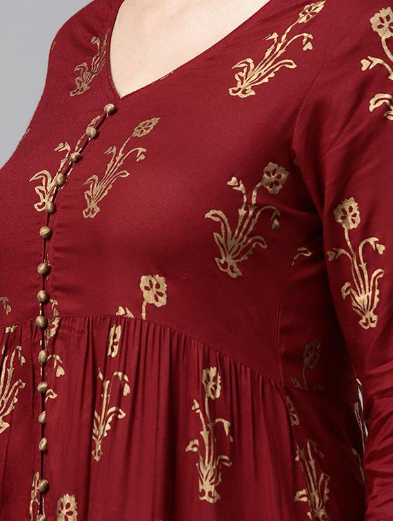 high slit block printed kurta - 15413375 - Zoom Image - 4