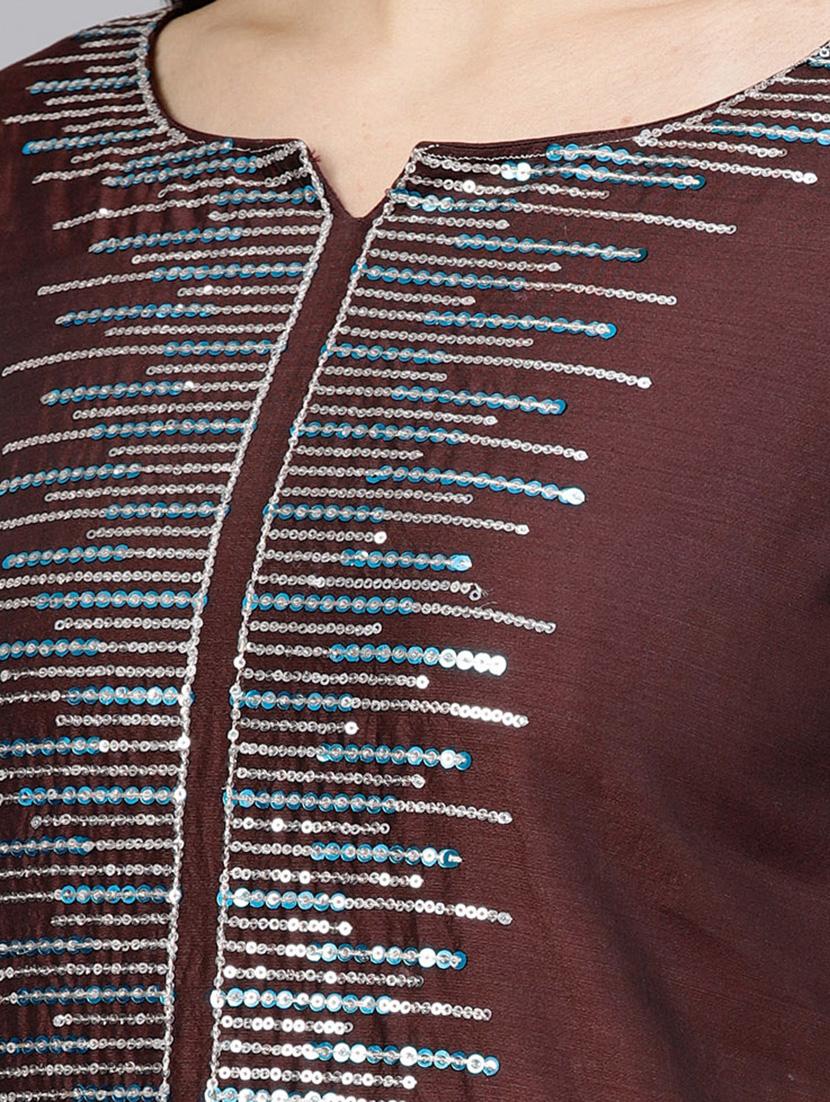 straight sequin work kurta - 15413379 - Zoom Image - 4