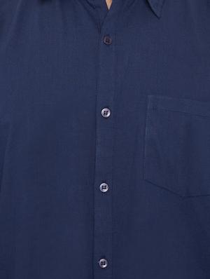 navy blue cotton casual shirt - 15414005 - Standard Image - 4